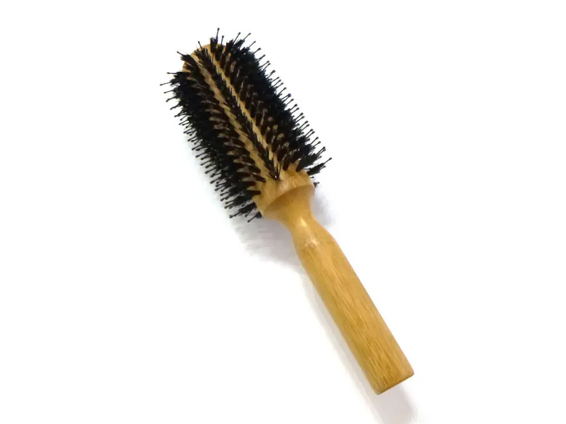 Sikat Rambut Kayu Bulu Babi Bulat Bambu