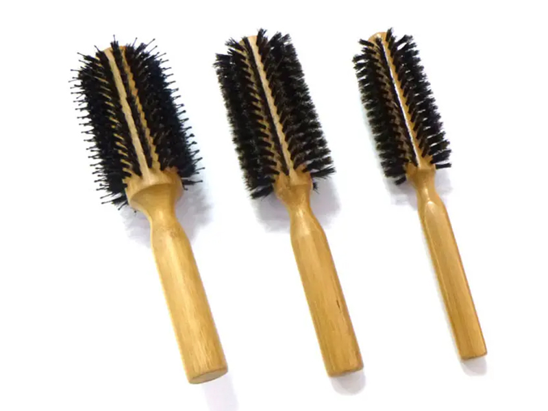 Sikat Rambut Pelurus Pijat Bulu Babi Gagang Bambu