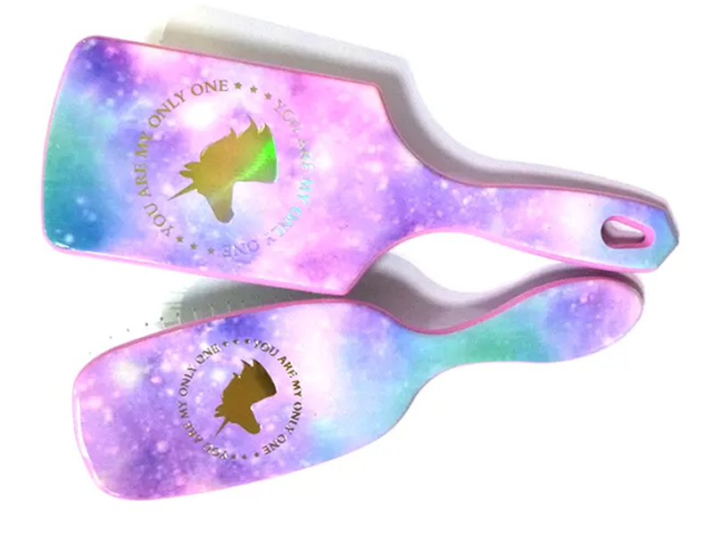 Sikat Rambut Plastik Warna-warni Unicorn Berkilau