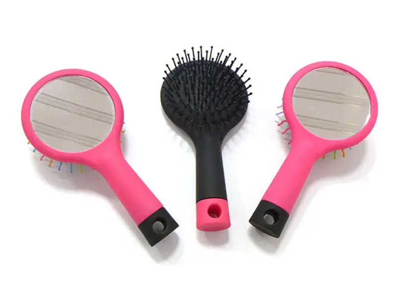 Sikat Rambut Bantalan Detangling Sentuhan Lembut Ujung Bola Hitam Pelangi Wanita