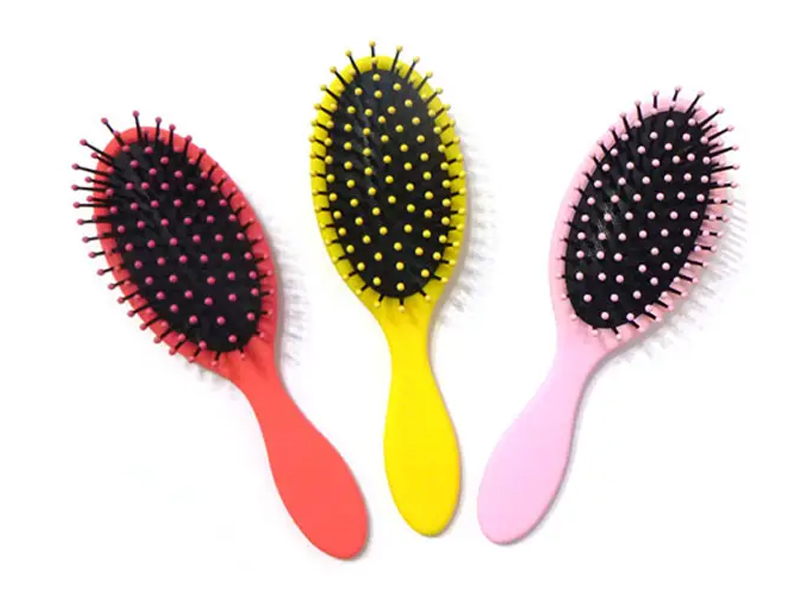 Sikat Rambut Plastik Detangling Lapisan Karet
