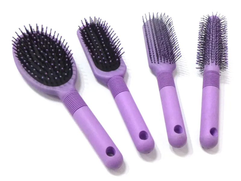 Set Sikat Rambut Bantalan Lapisan Karet Plastik