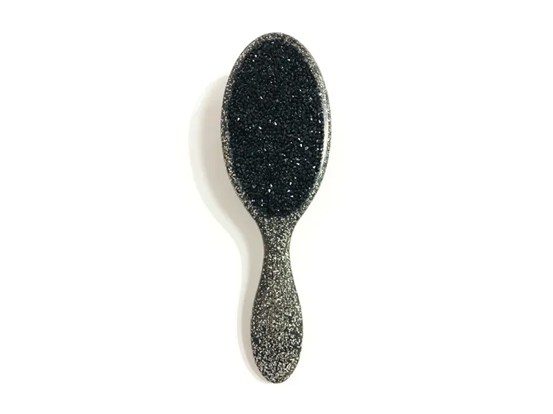 Sikat Rambut Plastik Oval Bling Perhiasan Dengan Pegangan